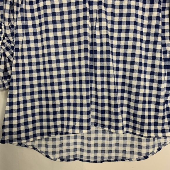 Eden & Olivia Shirt Size S Blue Plaid Long Sleeve Roll Tab Sleeves Anthropologie - Picture 3 of 11